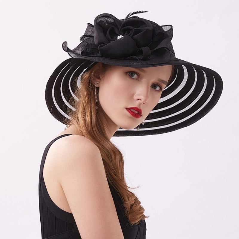 Women's Fashion Solid Color Flowers Flat Eaves Sun Hat