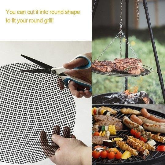 (🔥Hot Sale) Non-stick BBQ Grill Mesh Mat - Buy 5 Get 3 Free