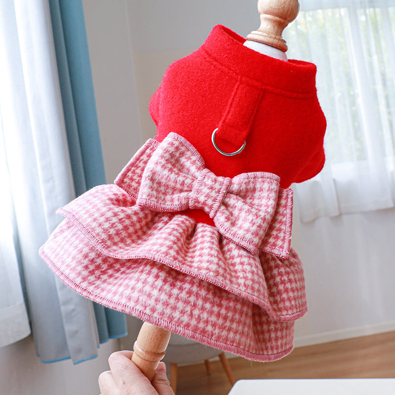 Bow Plaid Layered Dog Dress Harness