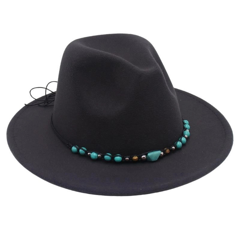 Western Cowboy Hat Big Brim Mountaineering Hat Spring And Summer New Emerald Felt Hat Ethnic Tibetan Hat