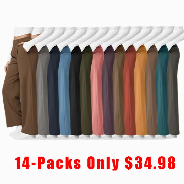 🔥Hot Sale🔥High-waisted Straight Leg Work Pants with Pockets