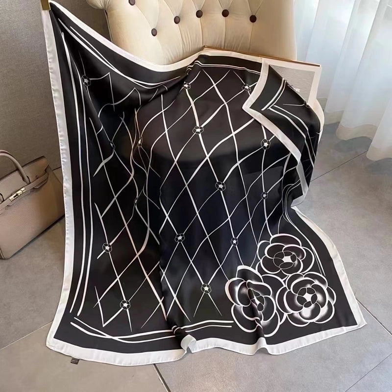 Women's Vintage Style Letter Color Block Polyester Silk Scarves