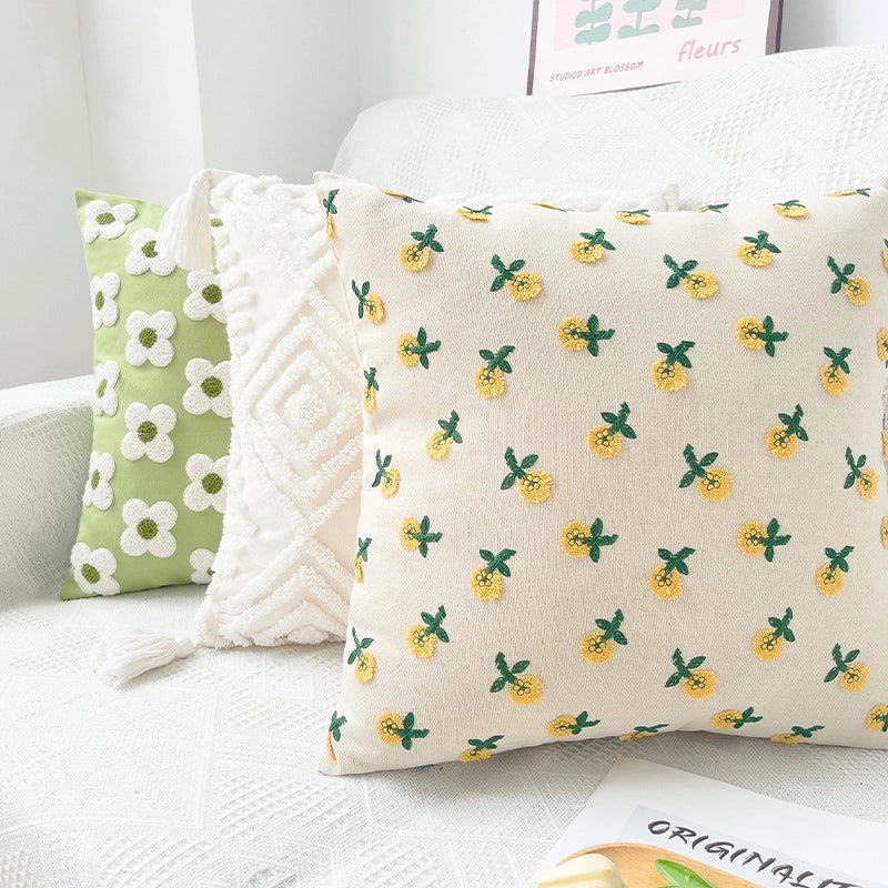 Sweet Minimalist Flower Cotton And Linen Throw Pillow Pillow Cases Couch & Sofa Decor