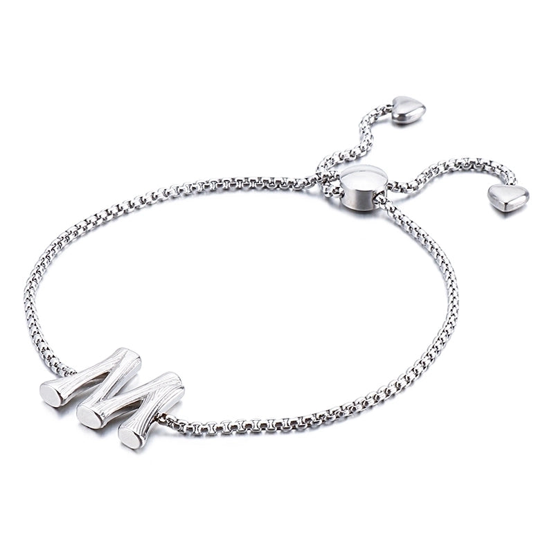 Casual Minimalist Letter Heart Shape Stainless Steel 18K Gold Plated Bracelets In Bulk