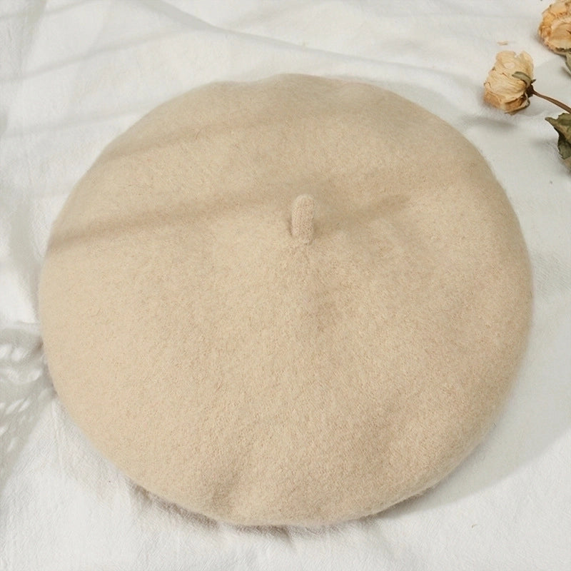 Women's Korean Style Solid Color Plush Eaveless Beret Hat