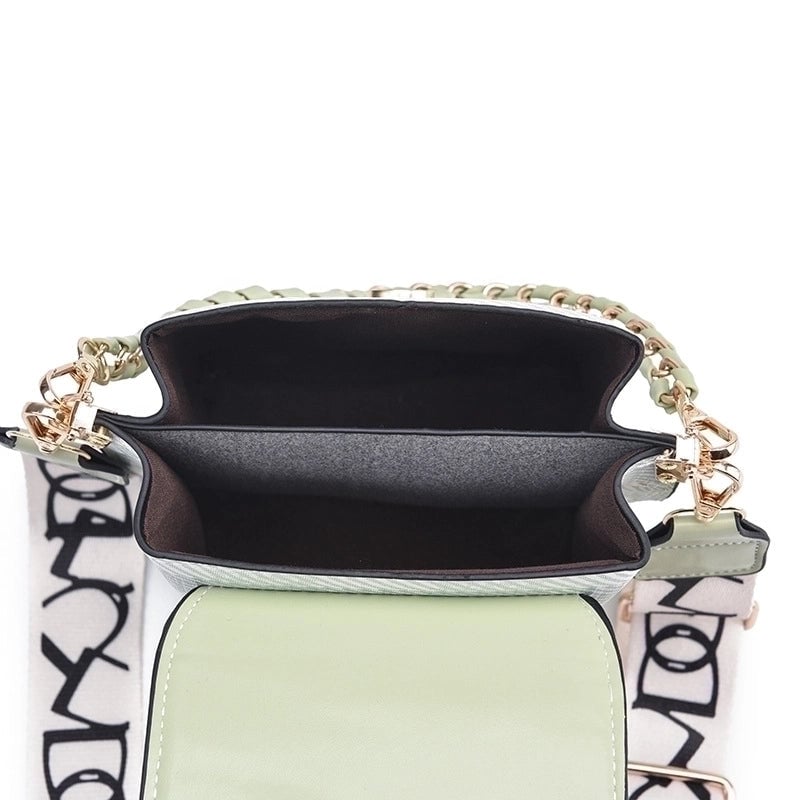 Women's Small Pu Leather Color Block Lattice Streetwear Square Magnetic Buckle Crossbody Bag