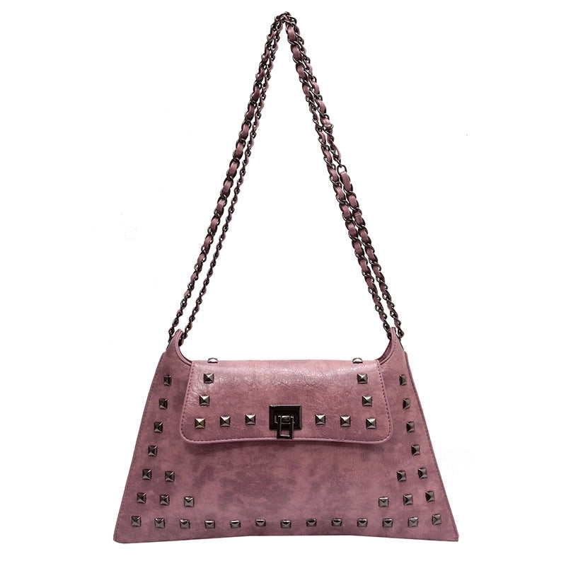 Women's Pu Leather Solid Color Streetwear Square Lock Clasp Shoulder Bag