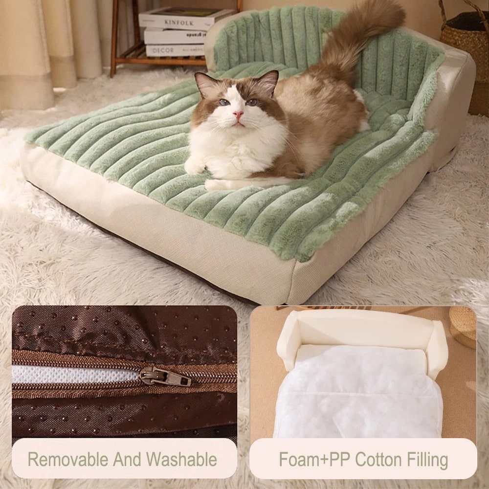 Rabbit Fluff Soft Pet Bed | Moss Green Bed | Cat Bed Dog Bed