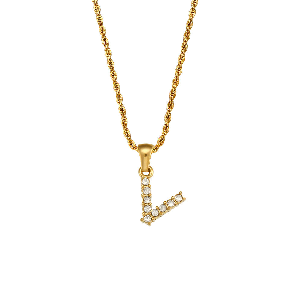 Fashion Round Number Text Letter Stainless Steel 18K Gold Plated Necklaces