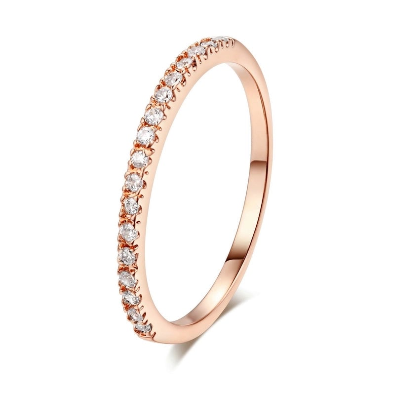 Minimalist Geometric Copper Inlay Zircon Rings 1 Piece