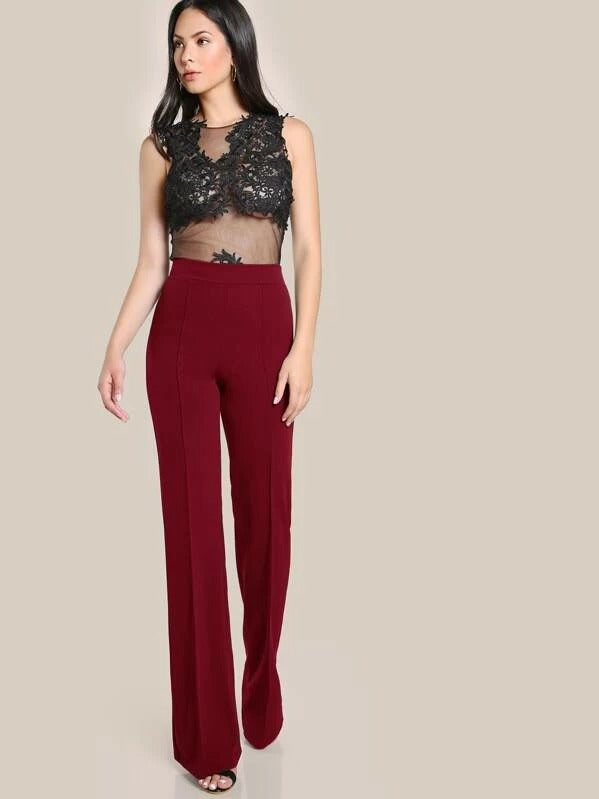 Wide Band Waist Zip Back Pants( Clearance sale