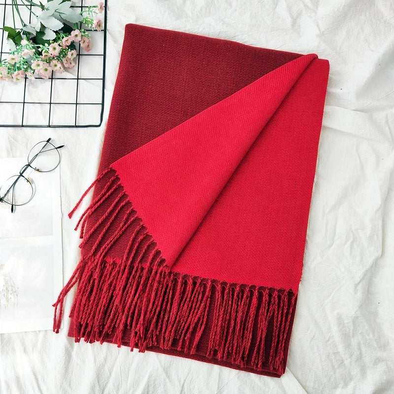 Unisex Sweet Minimalist Solid Color Imitation Cashmere Polyester Scarf