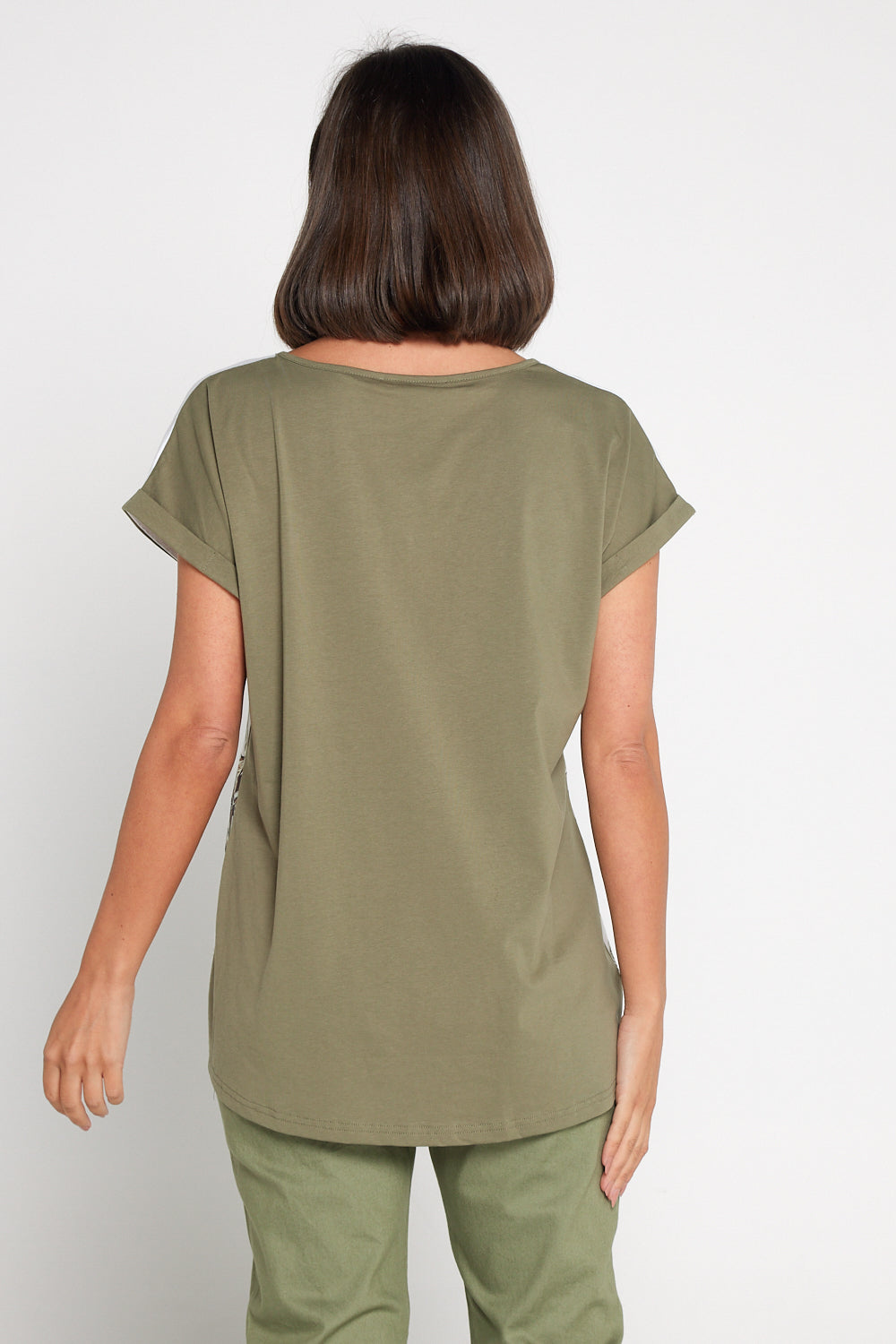 Africa Drop Shoulder Cotton Tee - White/Khaki