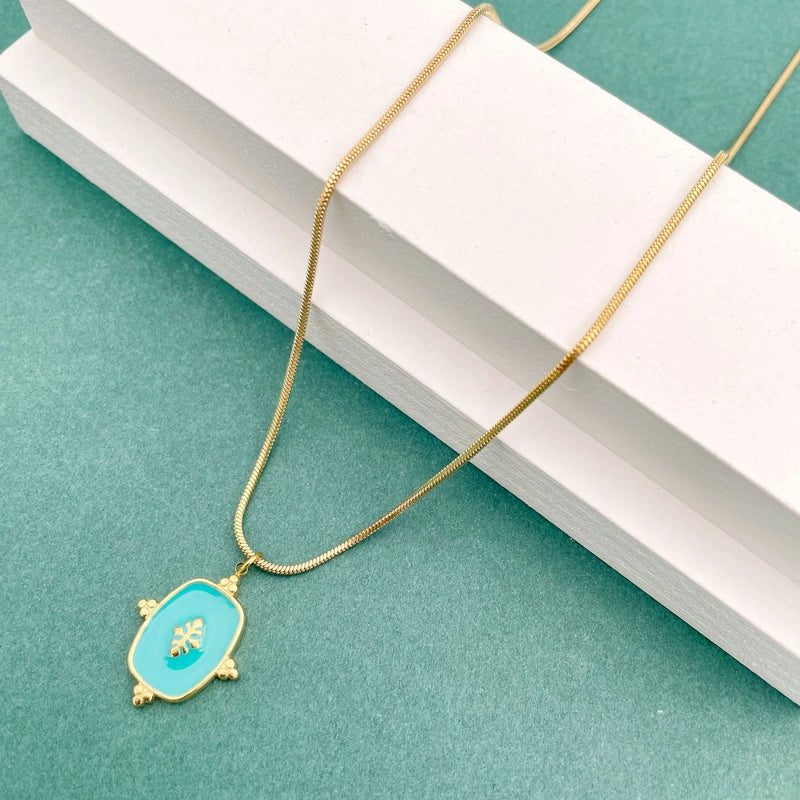 Fashion Round Water Droplets 304 Stainless Steel Natural Stone Zircon 14K Gold Plated Plating Inlay Stainless Steel Necklaces