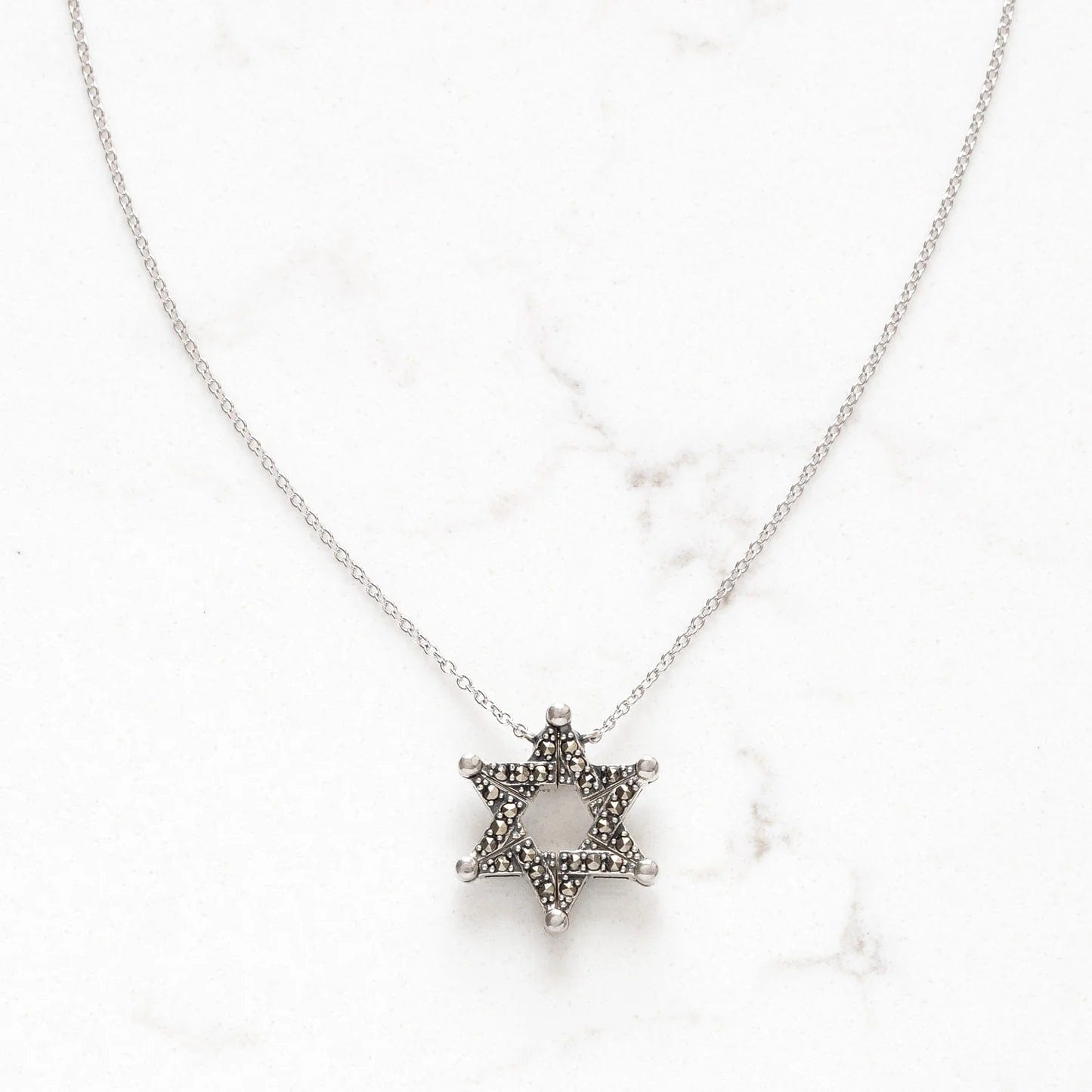 Butterfly Star of David Necklace - Marcasite