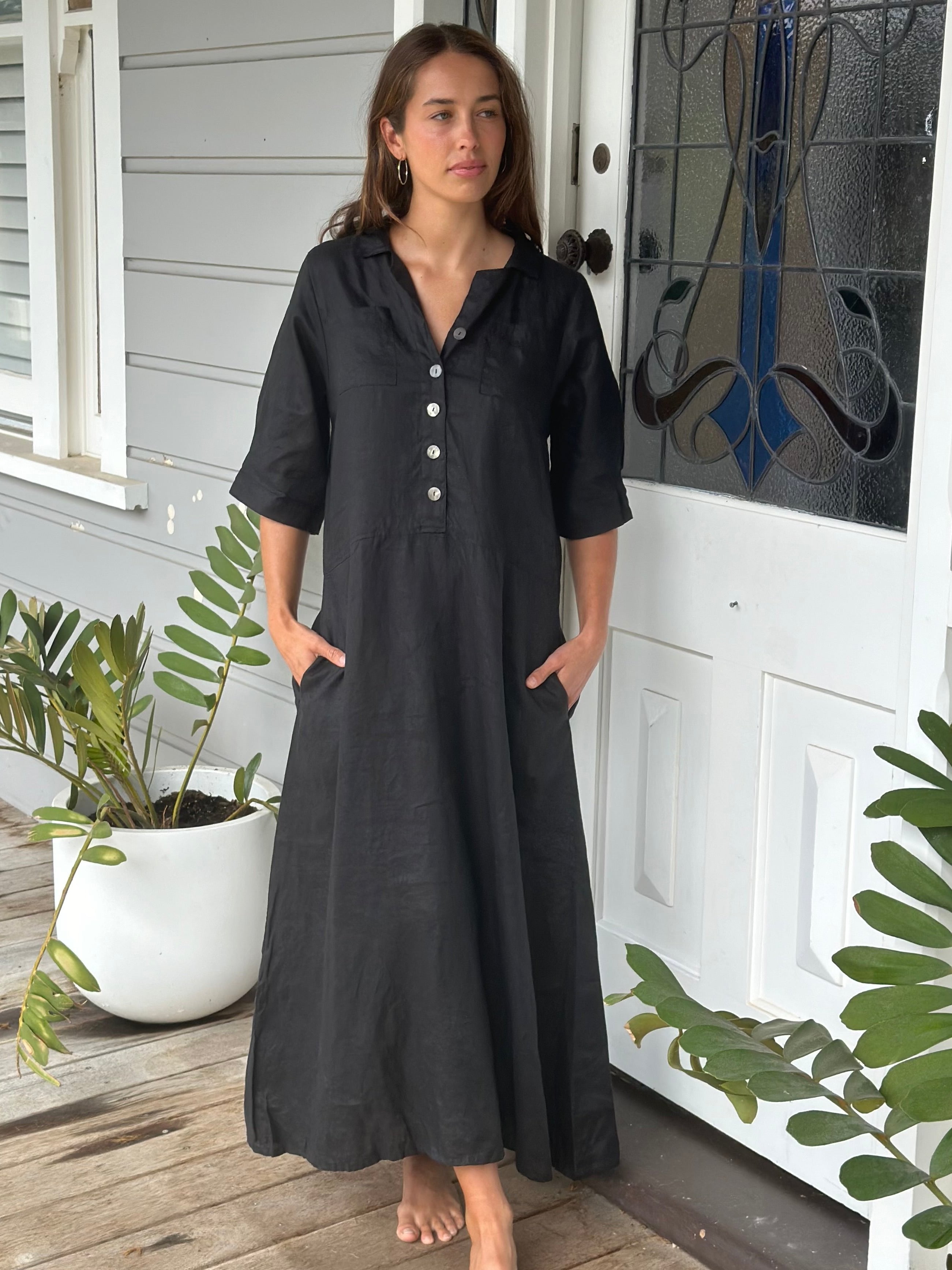 bridget dress - black linen