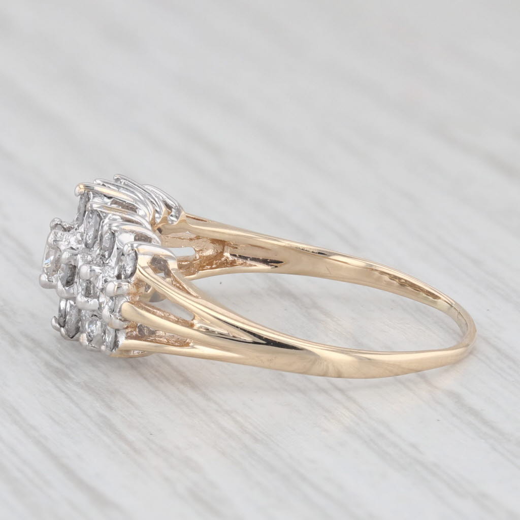 0.98ctw Diamond Cluster Ring 14k Yellow Gold Size 8