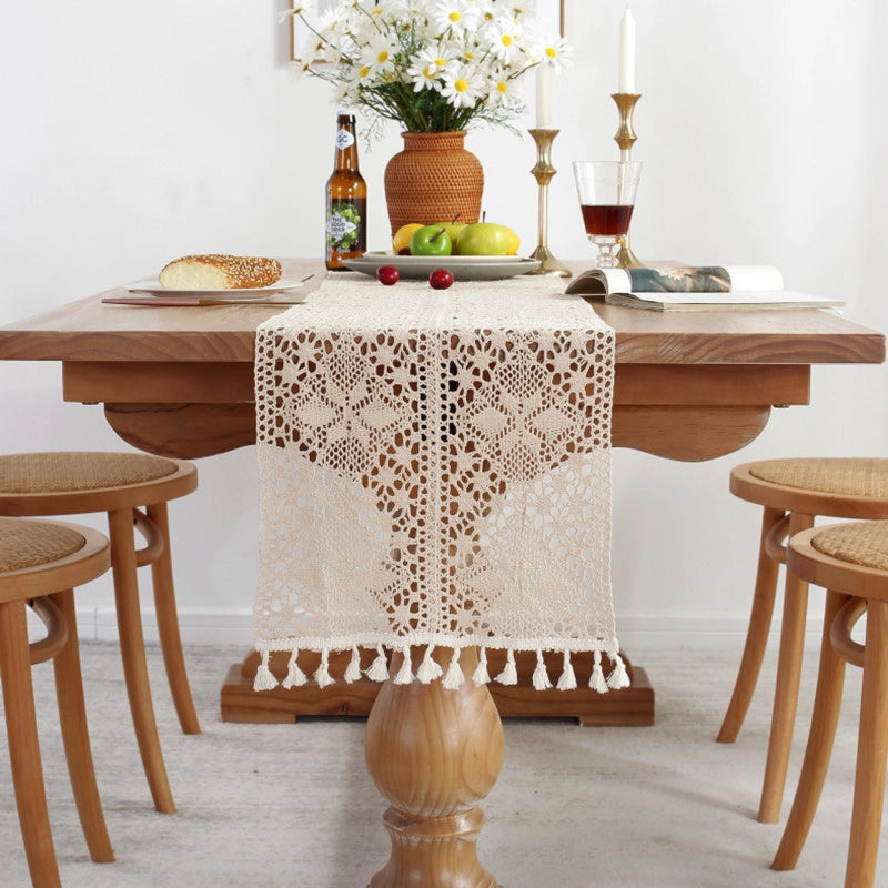 Le Xuan Show Beautiful Retro Flower Crochet Table Flag Hollow Tassel Table Table Flag Tea Table A Generation Of Hair