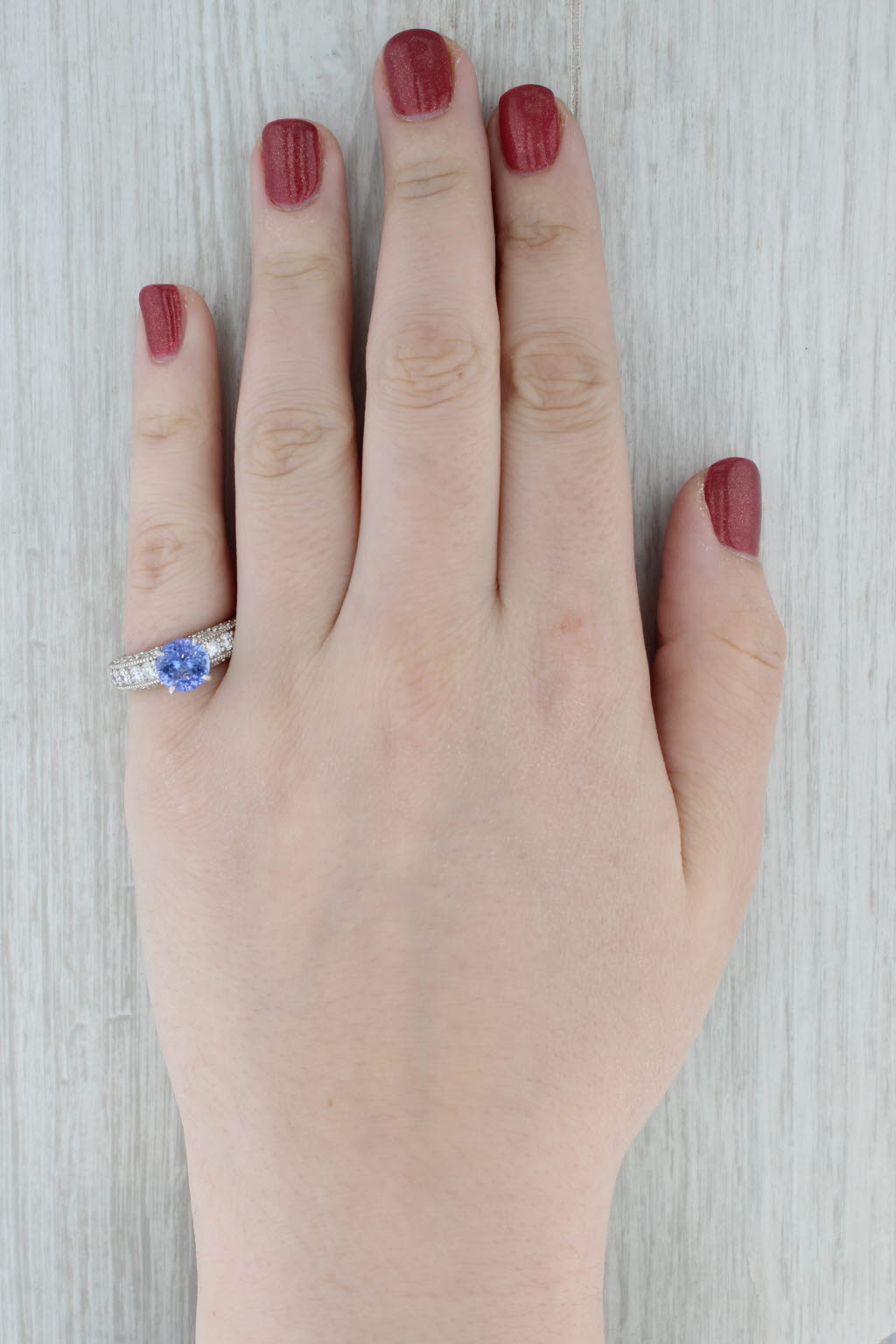 3cw Tanzanite Diamond Ring 14k White Gold Size 6.5 Engagement
