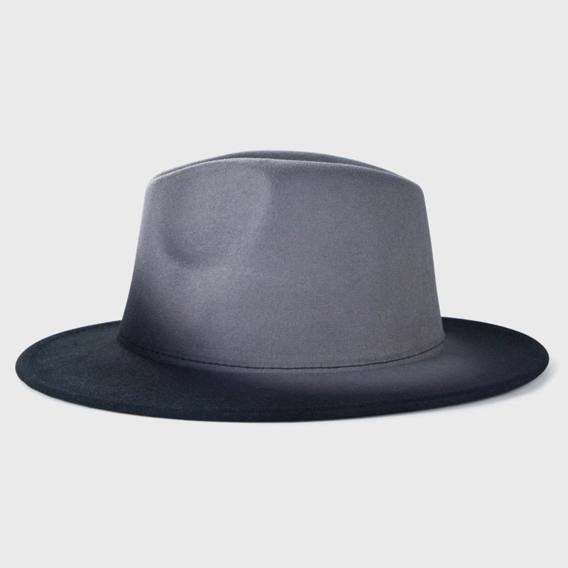 New Woolen Tie-dye Gradient Big Brim Jazz Hat