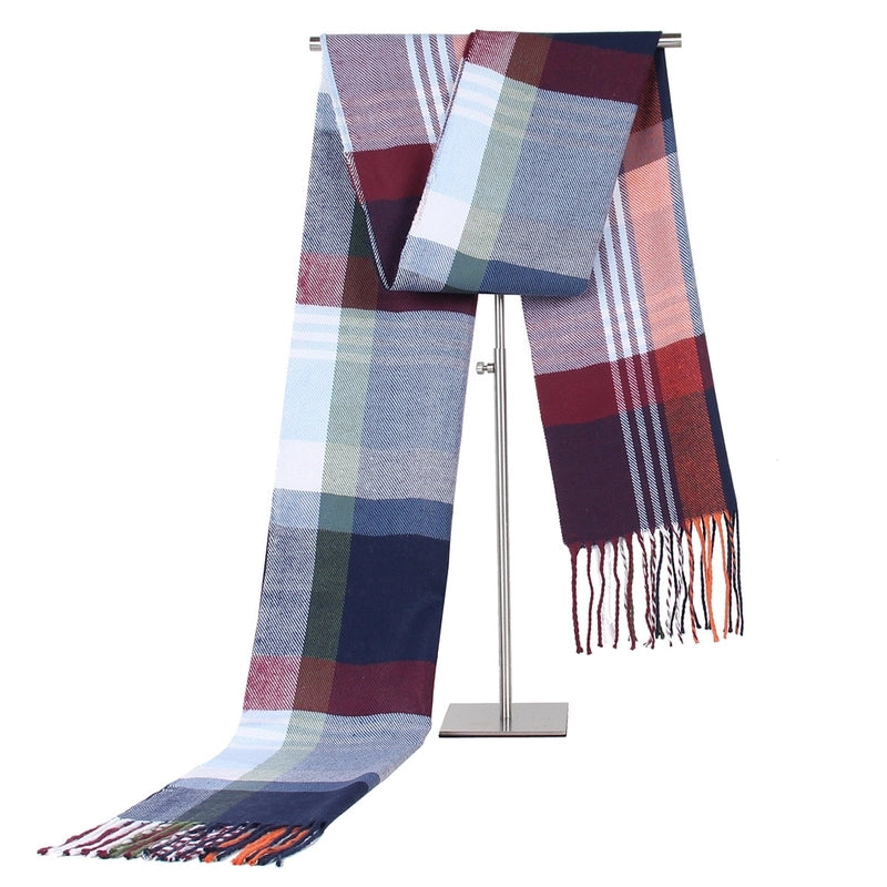 New Cashmere-like Warm Scarf Middle-aged And Elderly Striped Plaid Men's Scarf Gift Factory Direct Sales