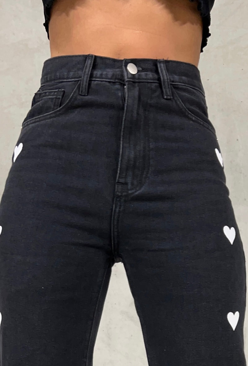 Ellie White Hearts Straight Leg  Jeans