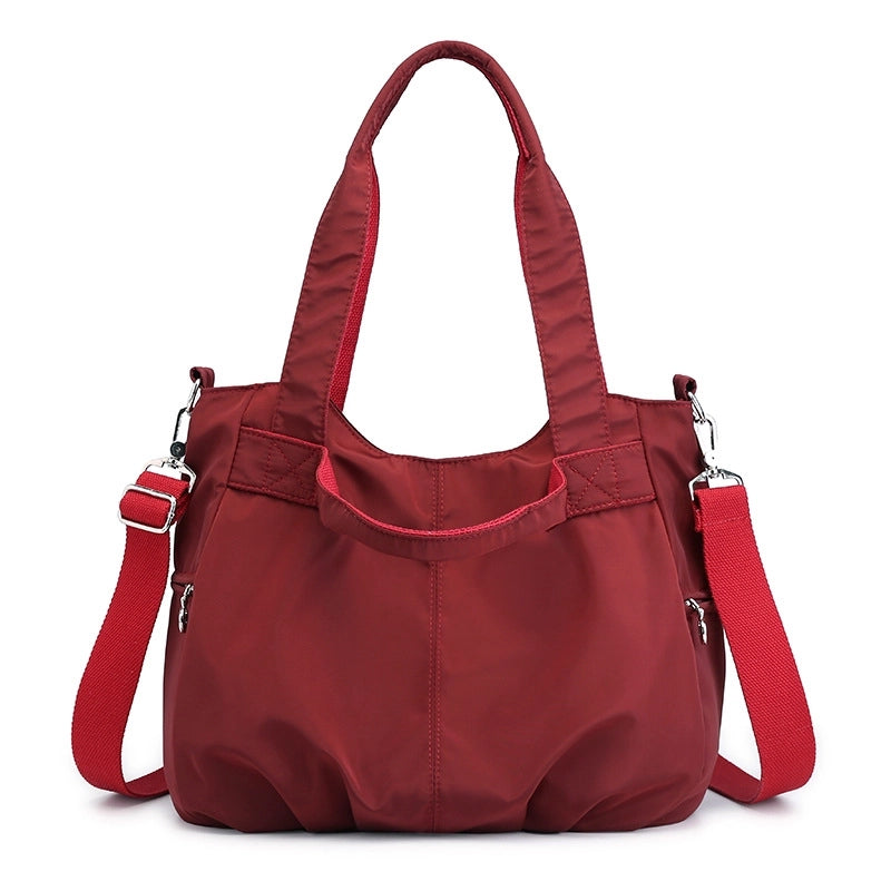 Women's Medium Spring Nylon Solid Color Basic Square Zipper Tote Bag