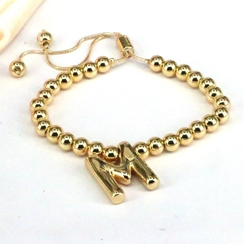 Copper Gold Plated Vintage Style Minimalist Letter Bracelets
