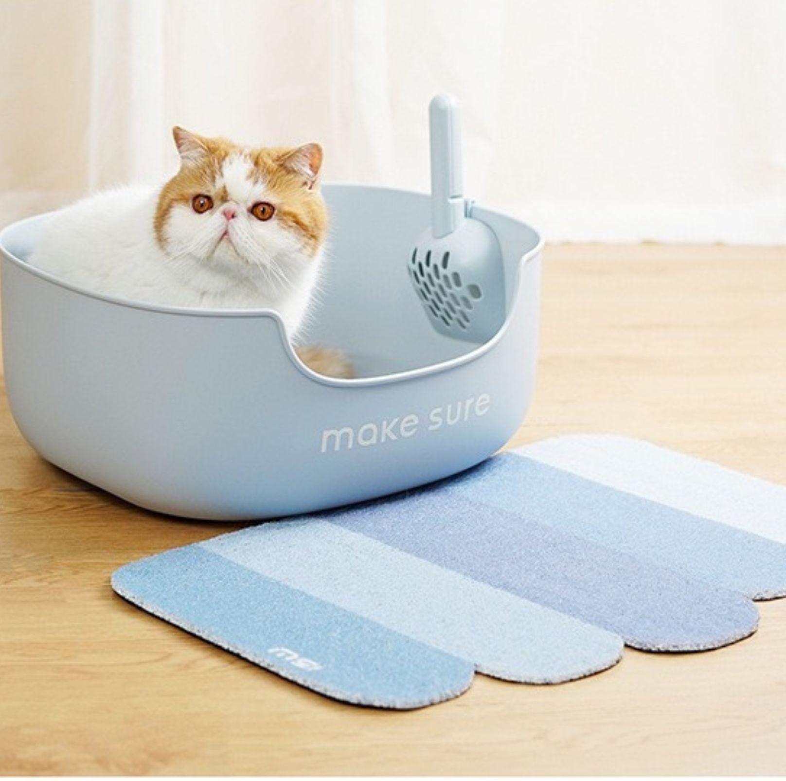 Makesure Open Cat Litter Tray Cat Litter Box  (Litter mat included)