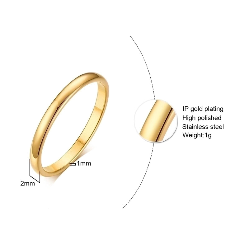 304 Stainless Steel Minimalist Plating Solid Color Rings