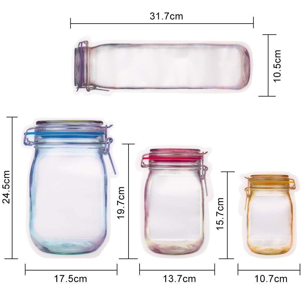 Jar Zipper Bags. set of 5