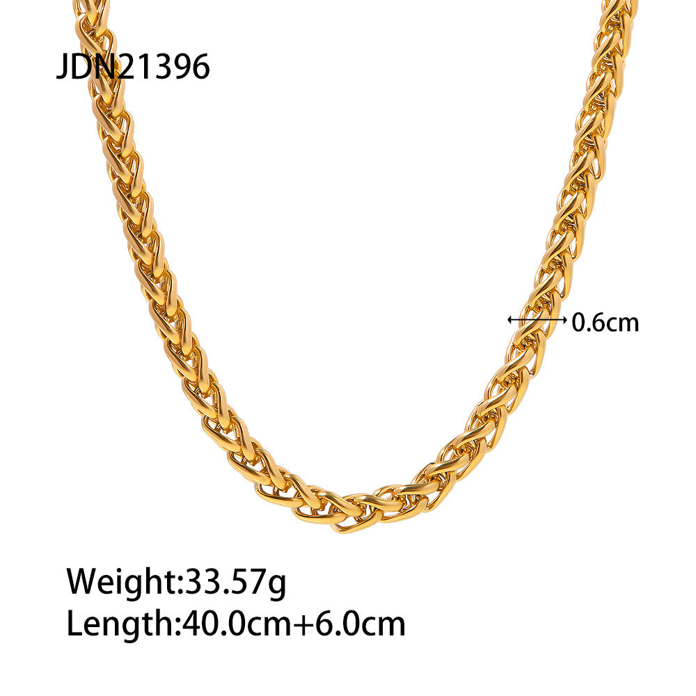 Jie Ding Stainless Steel Gold Necklace Cuban Clavicle Chain Titanium Steel Necklace