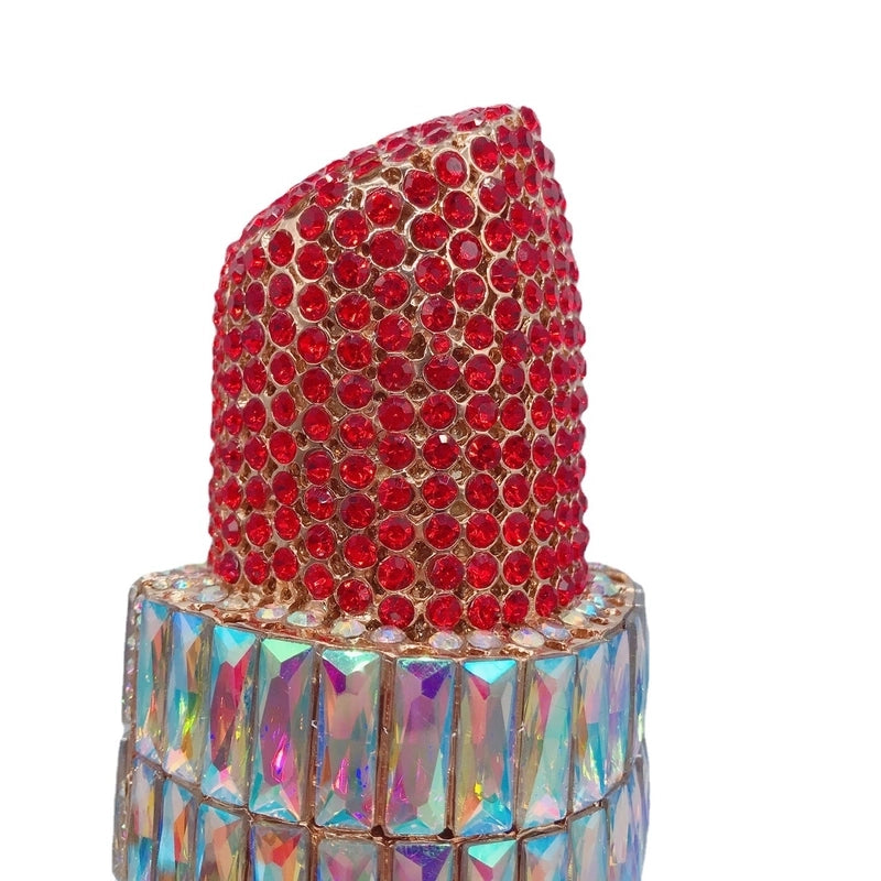 New Lipstick Diamond Evening Bag Banquet Full Diamond Hand Lipstick Women's Bag Rhinestone Chain Clutch