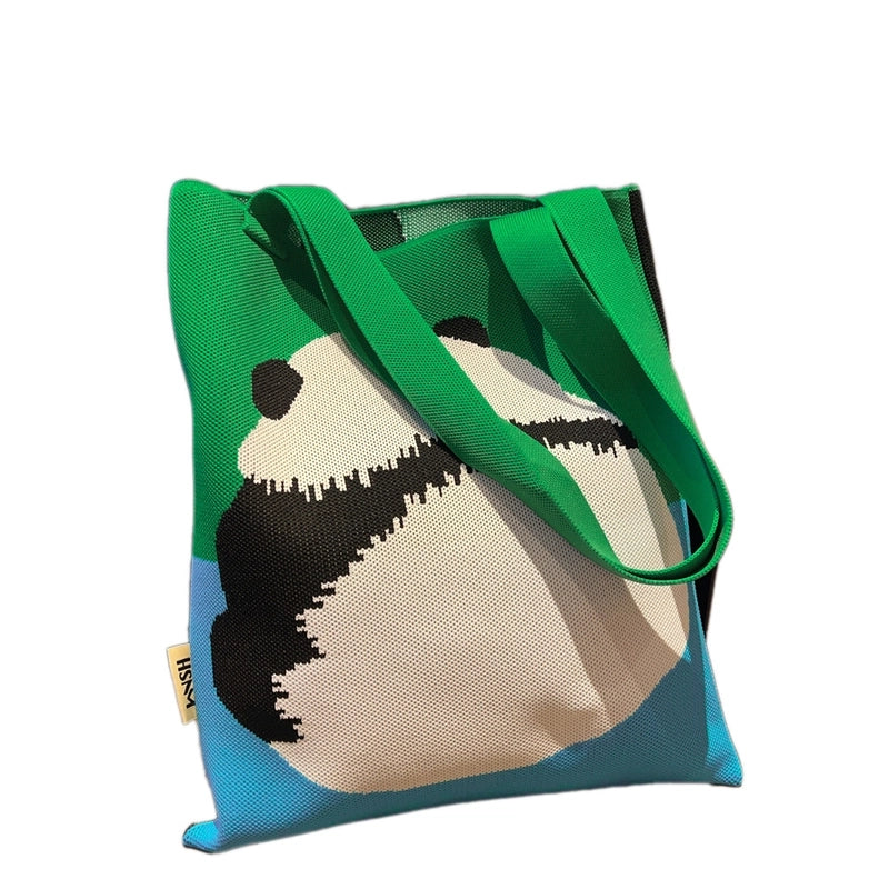Women's Medium Knit Animal Flower Cute Open Shoulder Bag