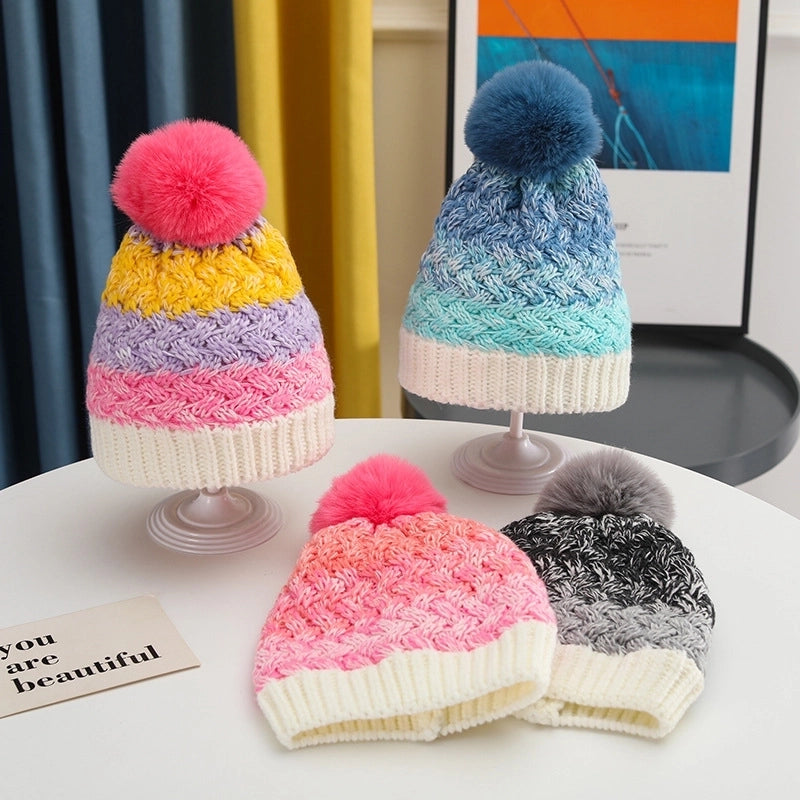 Girl's Cartoon Style Sweet Minimalist Color Block Wool Cap