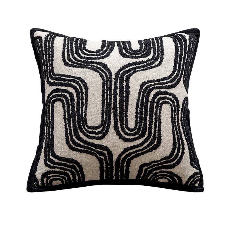 Black Sofa Pillowcase  Modern Simple Living Room Decorative Pillow Bedside Cushion Bed Backrest