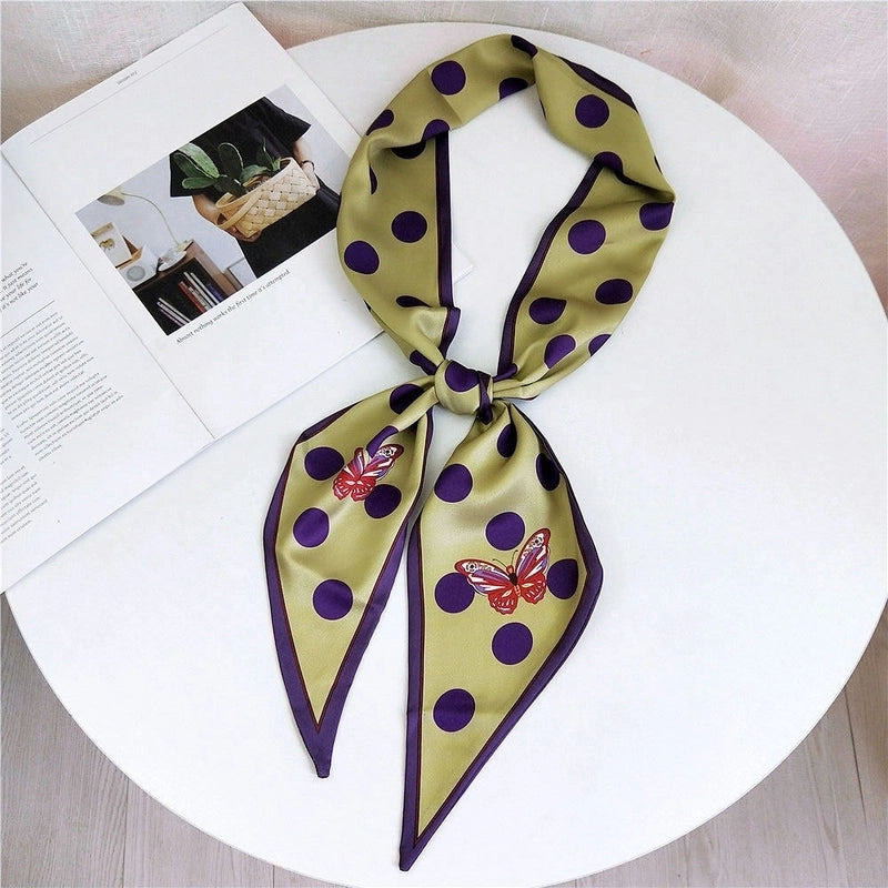 Women's Sweet Polka Dots Heart Shape Butterfly Polyester Satin Printing Silk Scarves