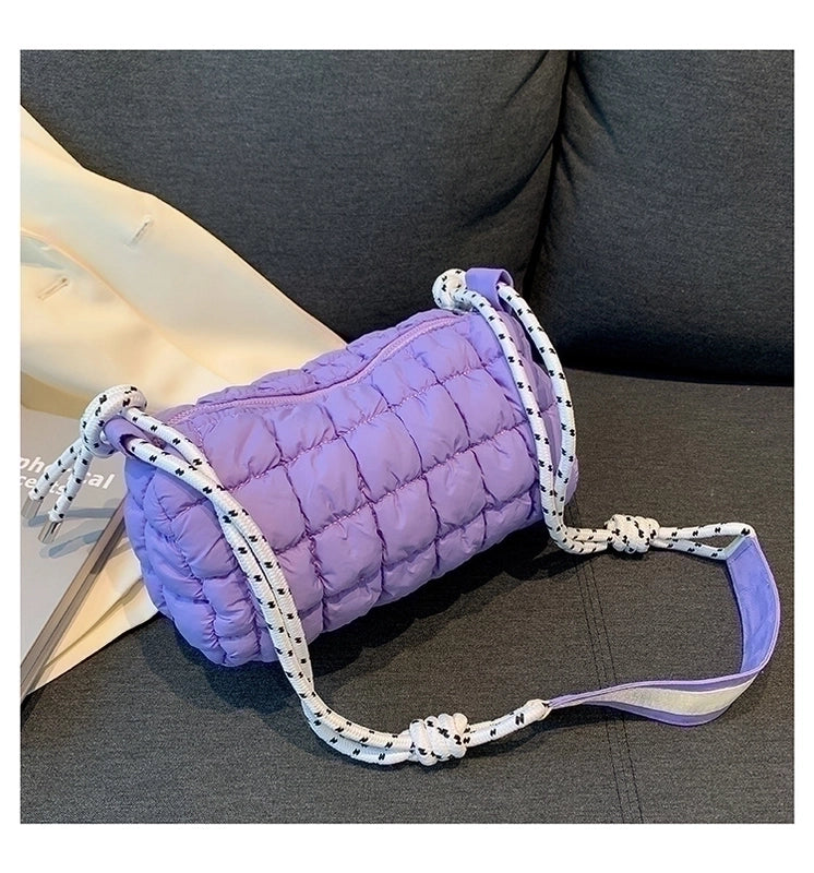 Women's Cotton Plaid Cute Pillow Shape Zipper Cloud Shape Bag