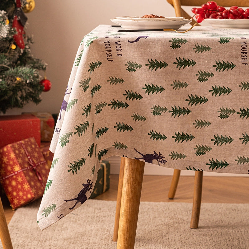 Simple Chinese Style Color Block Polyester Fiber Tablecloth