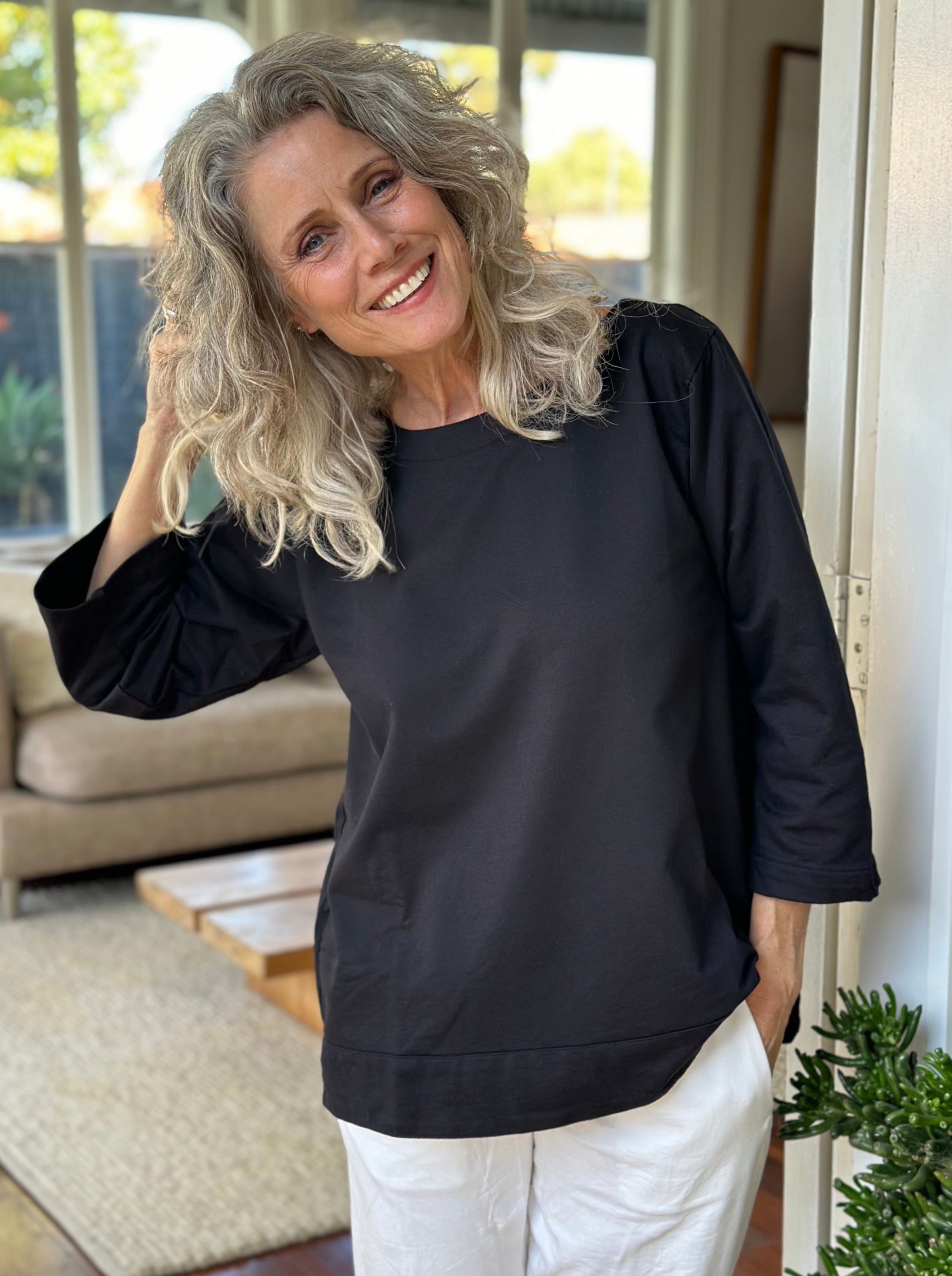 april top - black cotton knit