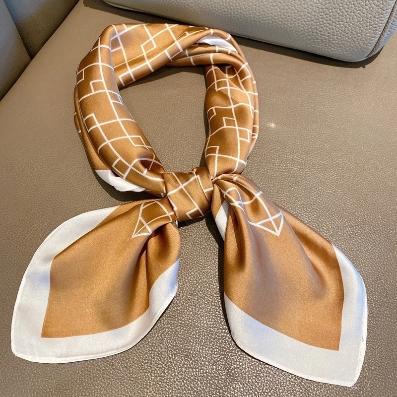 Women's Elegant Geometric Polyester Printing Silk Scarf