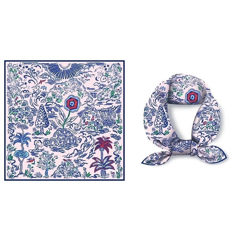 Women's Minimalist Classic Style Color Block Polyester Printing Flowers Silk Scarf
