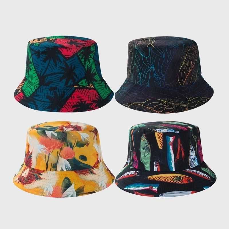New Fisherman Hat Personality Simple And Colorful Wild Flat Top Double-sided Can Wear Basin Hat