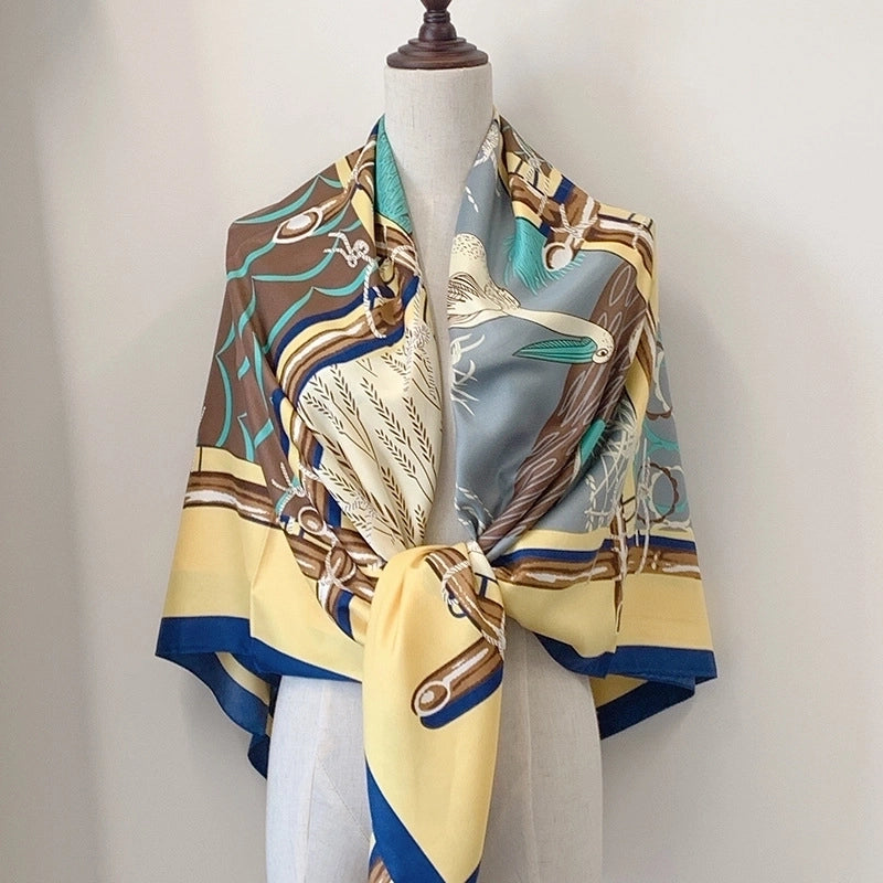 Women's Elegant Minimalist Plant Polyester Silk Scarf