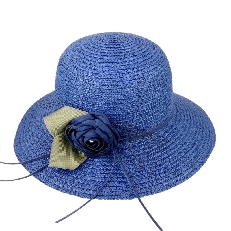 Women's Pastoral Flower Flowers Big Eaves Straw Hat