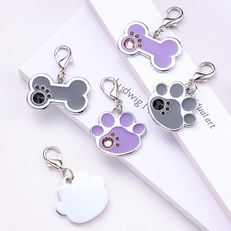 Modern Style Alloy Paw Print Pet Accessories Nameplate