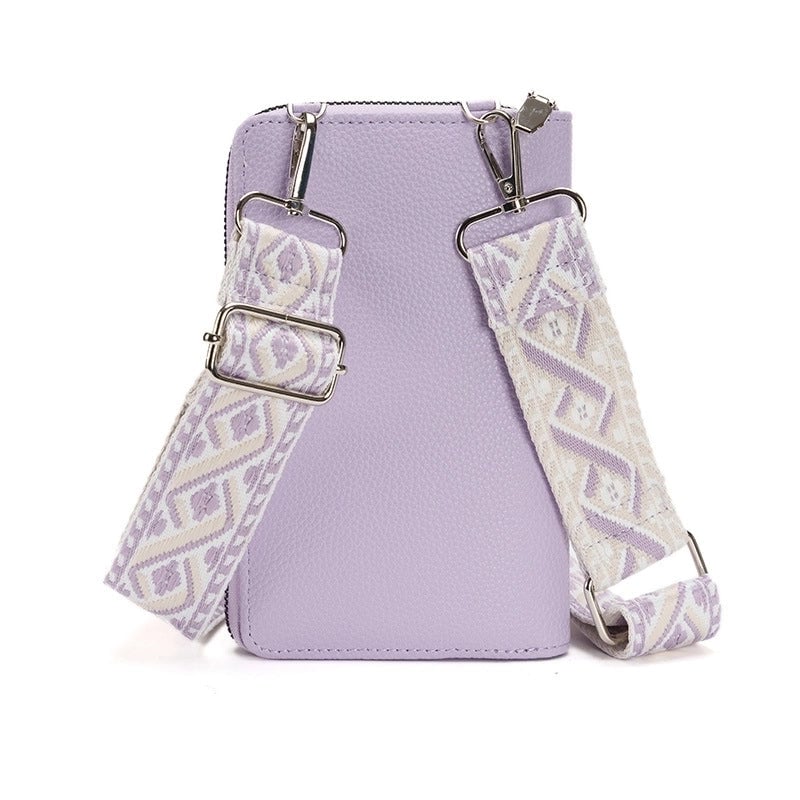 Women's Pu Leather Solid Color Basic Zipper Phone Wallets Crossbody Bag