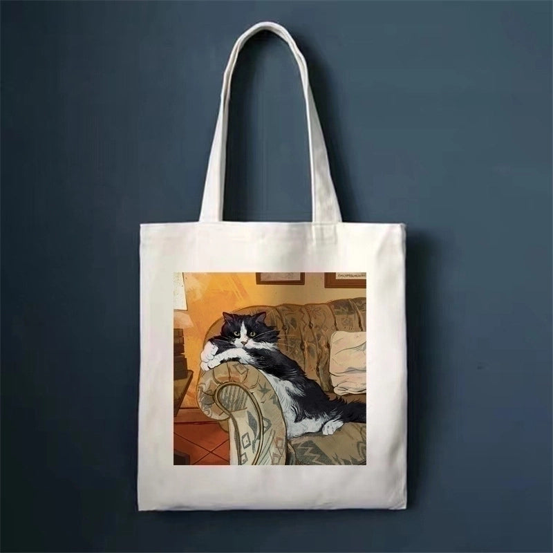 Women's Minimalist Cat Shopping Bags