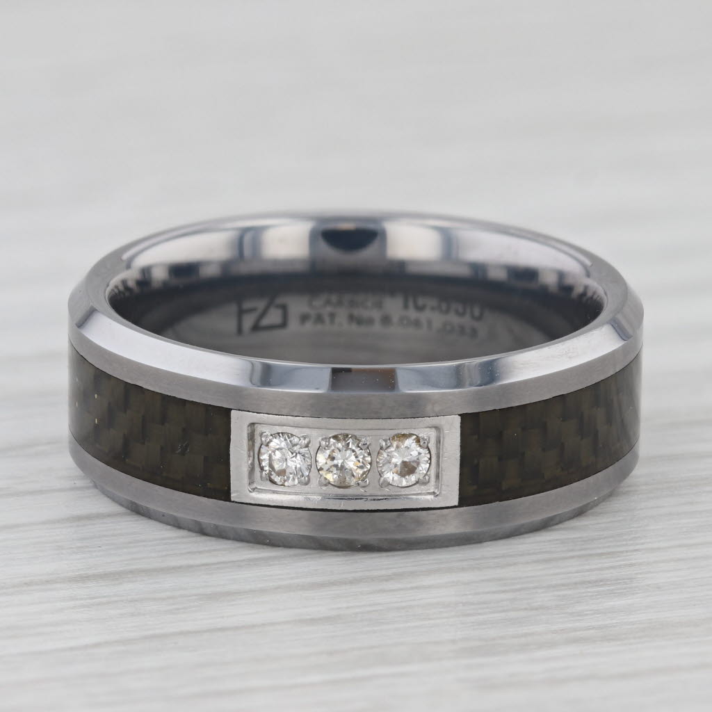 New 0.15ctw Diamond Tungsten Carbide Ring Men's Wedding Band Size 11