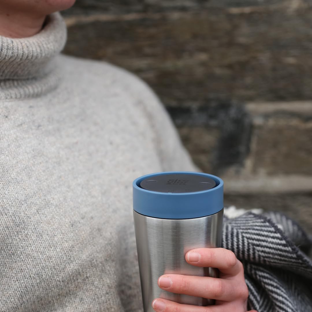 Circular & Co Thermal Stainless Steel Travel Mug - 8oz/227ml - Insulated Reusable Coffee Cup - 100% Leakproof & Lockable - 6 Hours Hot/Cold - Push Top, One Hand Open, 360 Drinking Coffee Tumbler